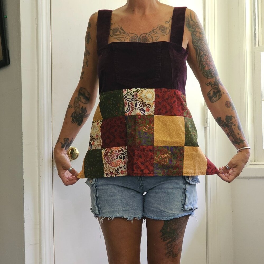 M/L/XL Handmade, Patchwork, Hippie, Open back, Halter Top